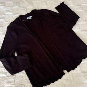 Croft & Barrow Slub Knit Black Cardigan Size M